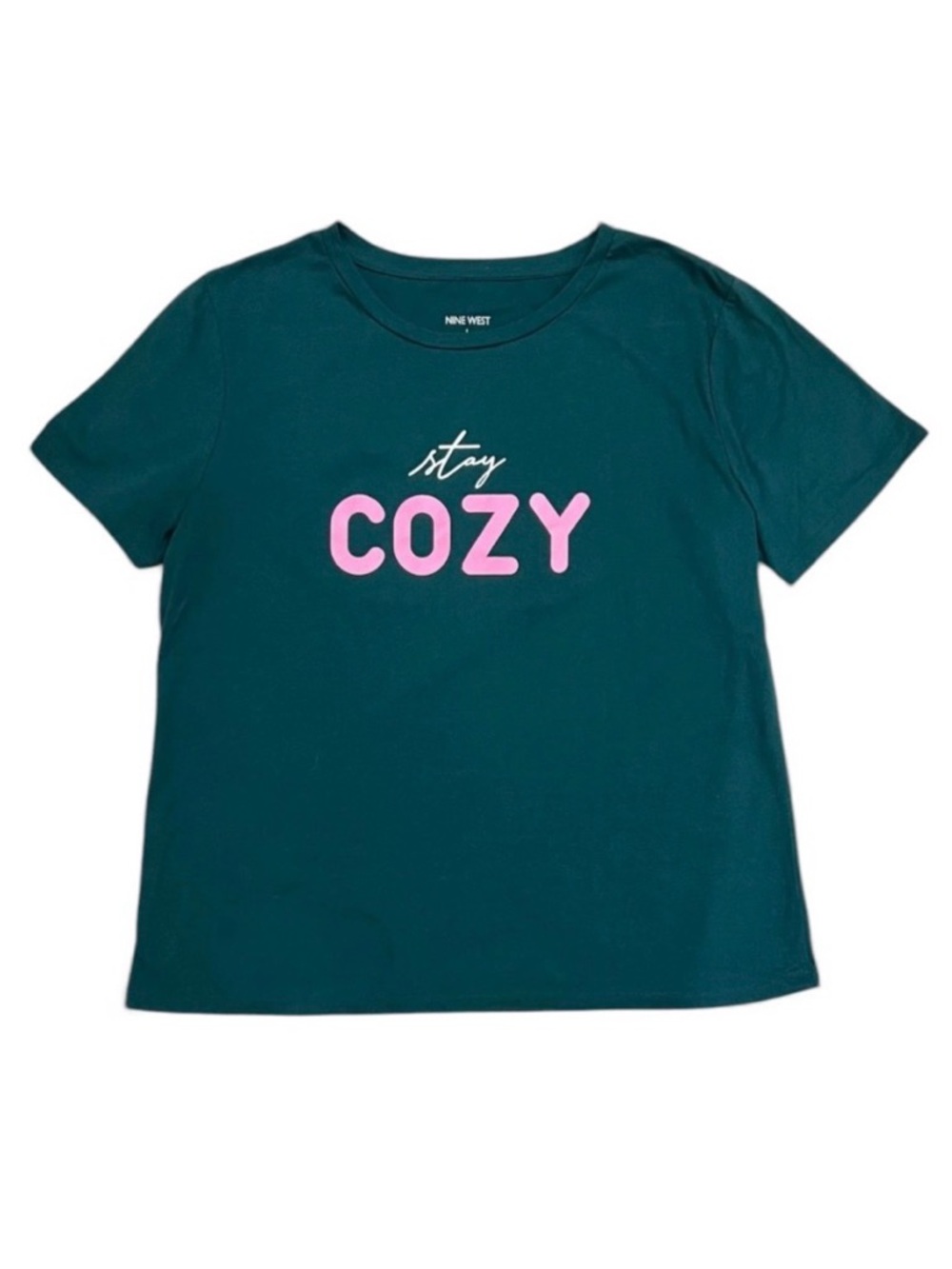 Nine West Teal Stay Cozy T-Shirt Size Large